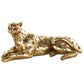 Gold Resin Leopard Laying Sculpture with Textured Spots, 8" x 4" x 4"