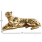 Gold Resin Leopard Laying Sculpture with Textured Spots, 8" x 4" x 4"