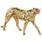 Gold Resin Leopard Walking Sculpture with Textured Spots, 10" x 3" x 7"