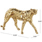 Gold Resin Leopard Walking Sculpture with Textured Spots, 10" x 3" x 7"