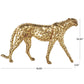 Gold Resin Leopard Walking Sculpture with Textured Spots, 17" x 3" x 10"