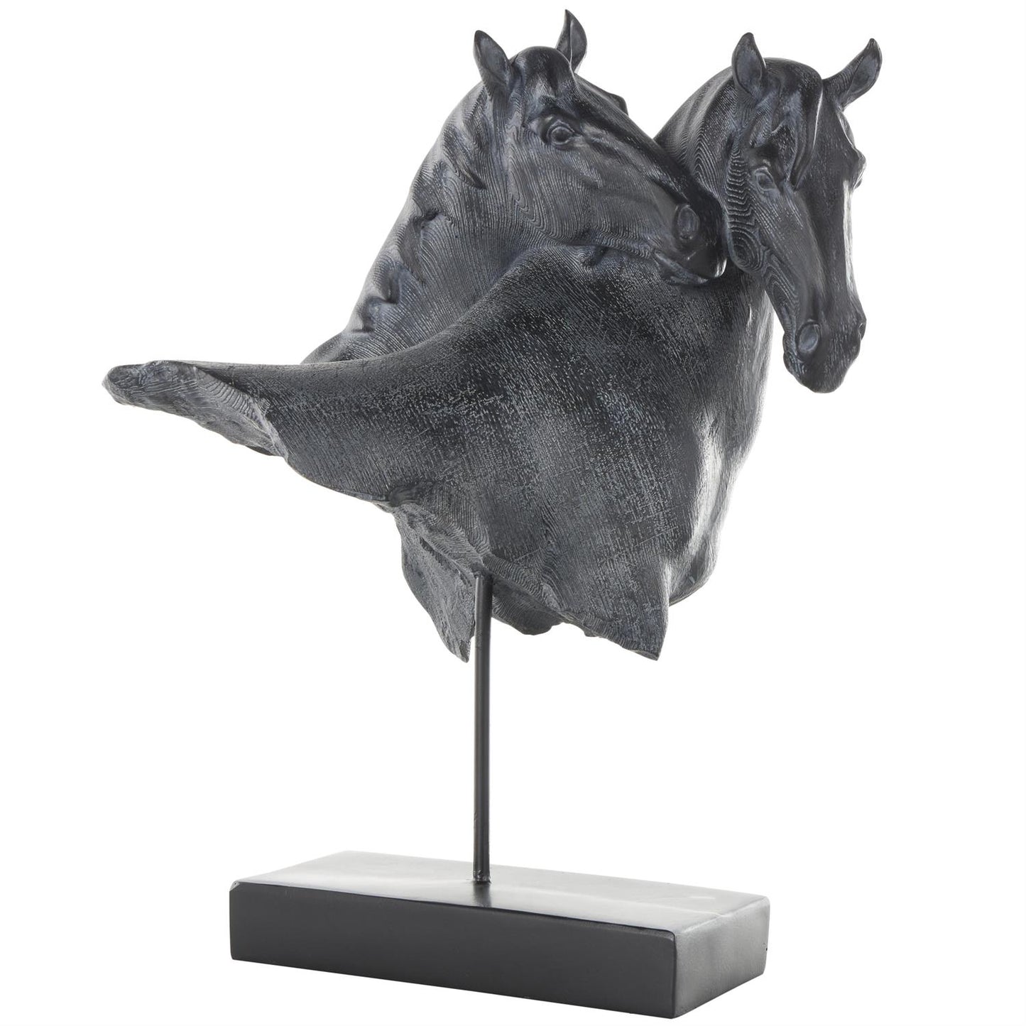 Black Resin Horse Bust Inspired Sculpture with Black Stand