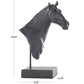 Black Resin Horse Sculpture with Black Rectangular Base