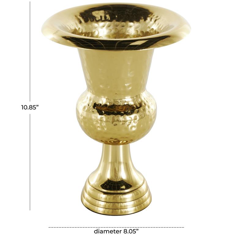 Gold Aluminum Metal Goblet Inspired Hammered Vase