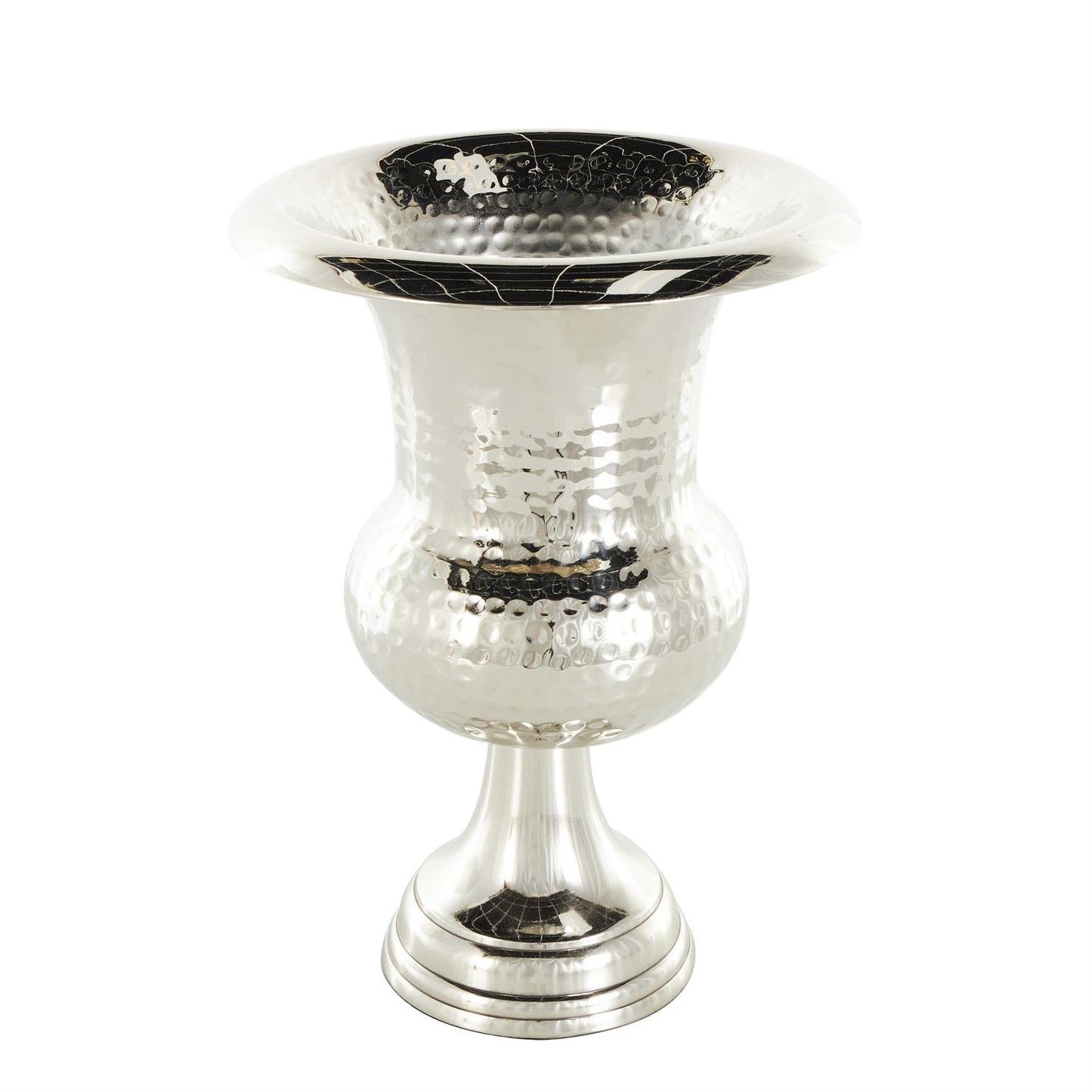 Silver Aluminum Metal Goblet Inspired Hammered Vase