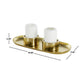 Gold Stainless Steel Metal Hammered Candle Holder with Oval Tray Plate