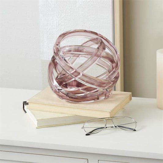 Pink Glass Geometric Brushed Ombre Twisted Sculpture