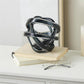 Dark Blue Glass Geometric Brushed Ombre Twisted Sculpture