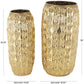 Gold Metal Tall Vase with Grooved Pattern 32"H