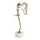 Gold Aluminum Metal Elephant Tall Cutout Silhouette Sculpture with Marble Base