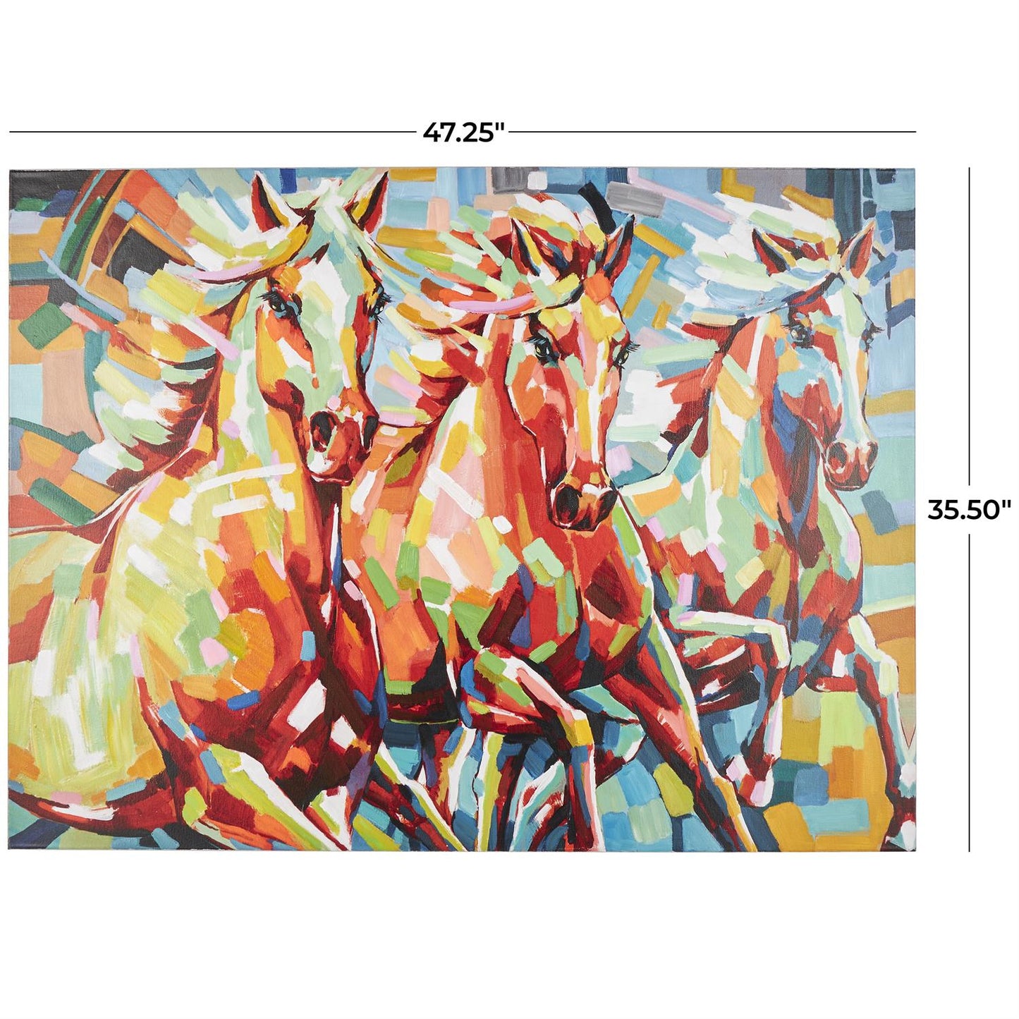 Multi Colored Canvas Horse Abstract Paint Splatter Wall Art with Abstract Paint Stroke Design