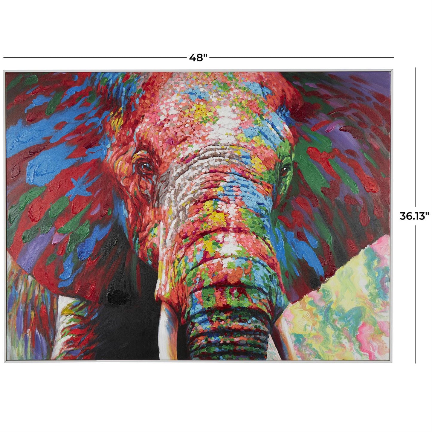 CosmoLiving by Cosmopolitan Multi Colored Canvas Elephant Abstract Paint Splatter Wall Art with Abstract Paint Strokes and Spotted Detailing