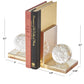 Gold Glass Geometric Bookends with Clear Orbs and Bubble Texturing, Set of 2