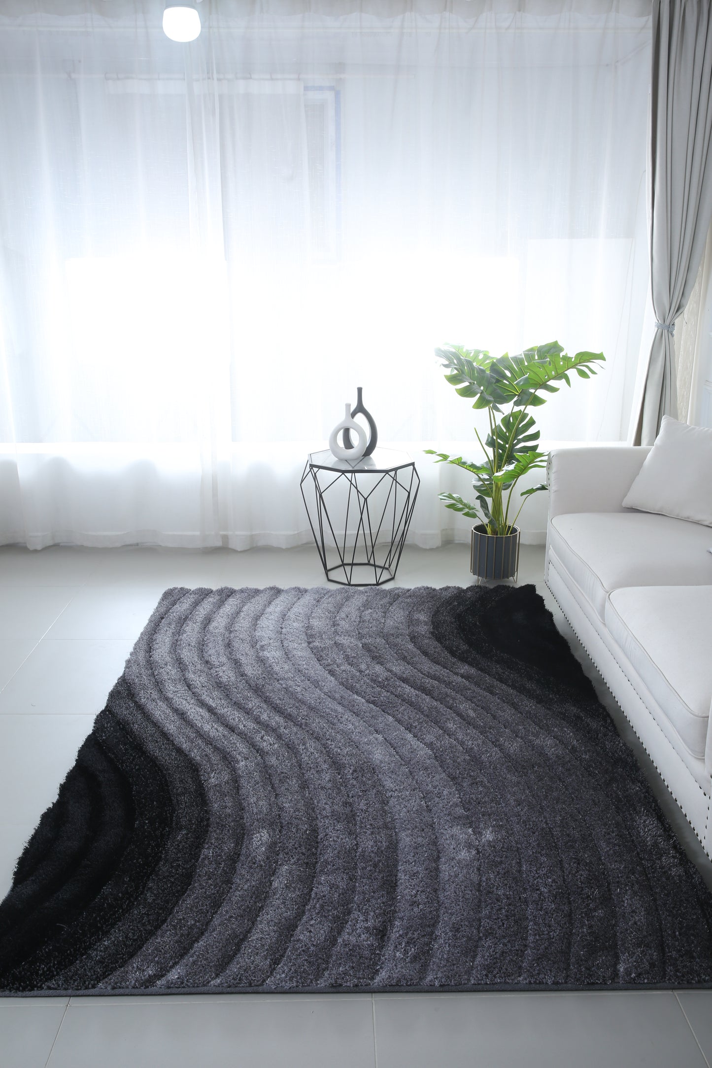 Natalia  Shaggy BlackGrey RUG