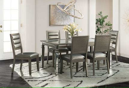 14.5 Mirrored Copper Dining Table 68X42 with 4 chairs CLEARANCE