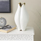 White Ceramic Dimensional Tulip Shaped Vase with Metallic Gold Rim