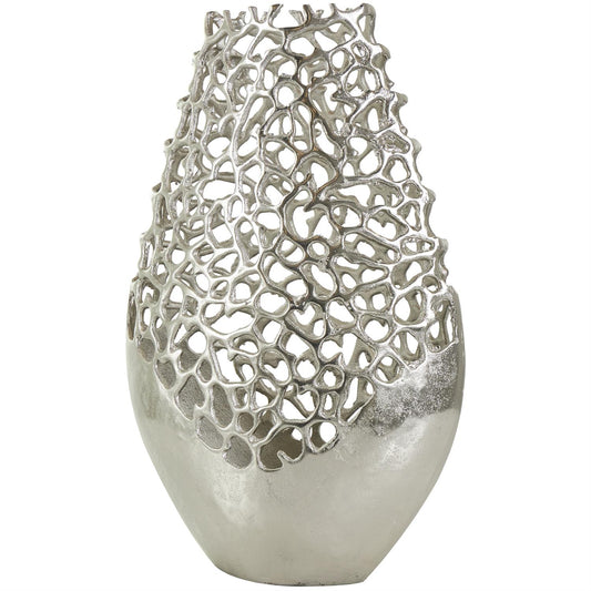 Silver Aluminium Rounded Vase