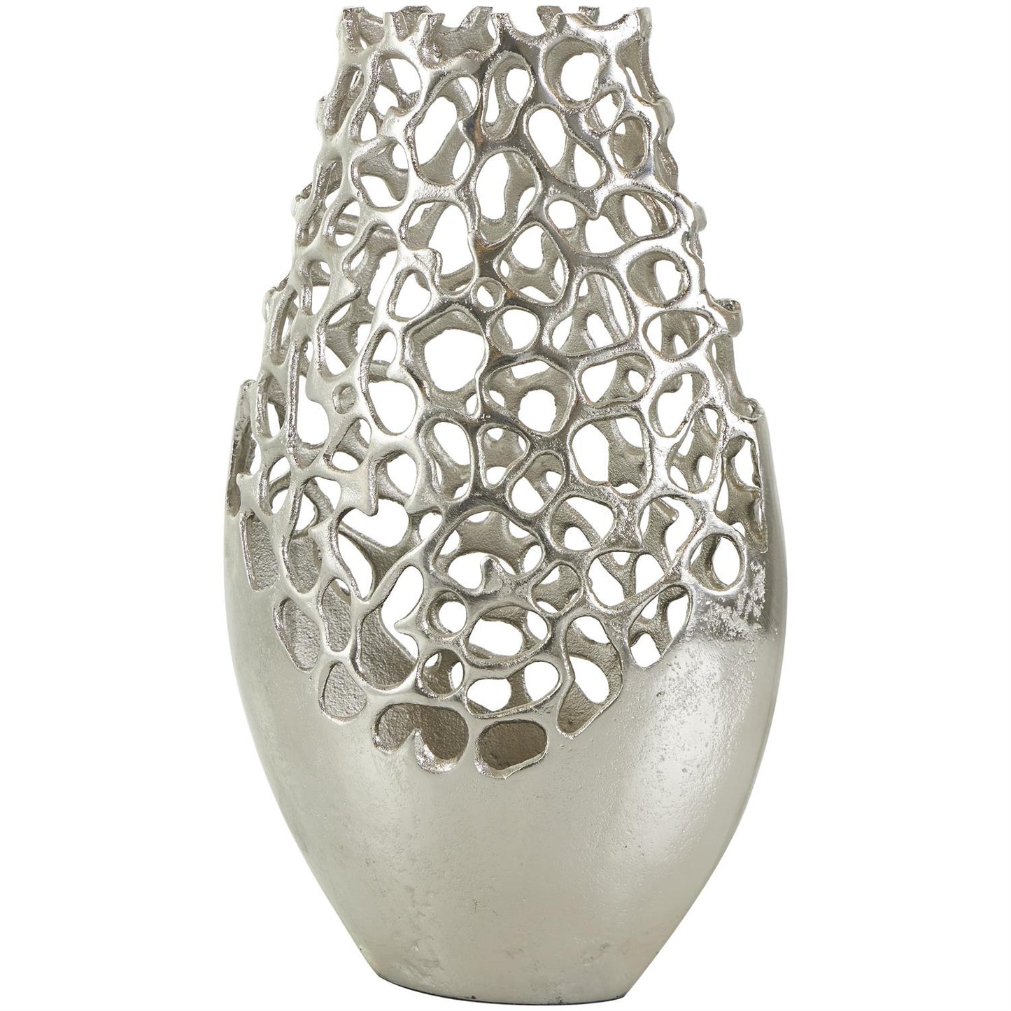 Silver Aluminium Rounded Vase