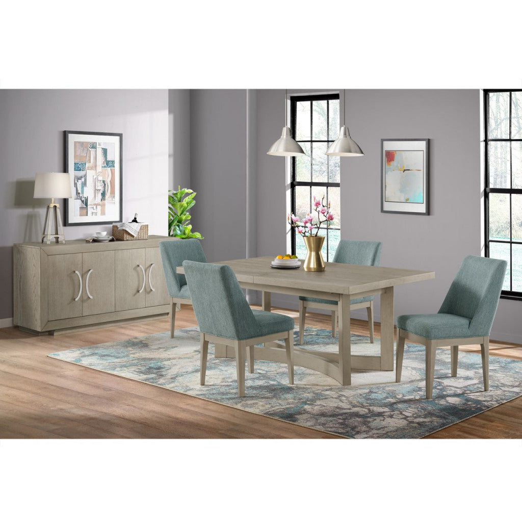 Elma Dining Side Chair in Almond Blue Fabric