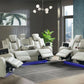 Carlos Power Reclining Sofa w/LED Lighting in Pebble Oyster