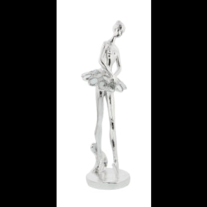 Silver Polystone Dancer Sculpture with Mirror Accents, Each