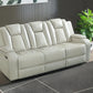 Carlos Power Reclining Sofa w/LED Lighting in Pebble Oyster