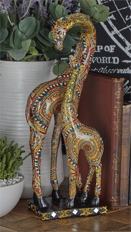 Multi Colored Polystone Giraffe Sculpture