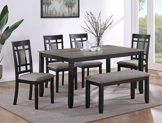 Paige Grey Table & 4 Chairs & Bench