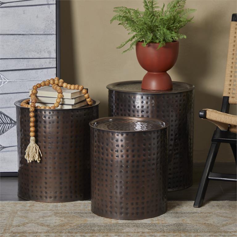Brown Metal Handmade Accent Table