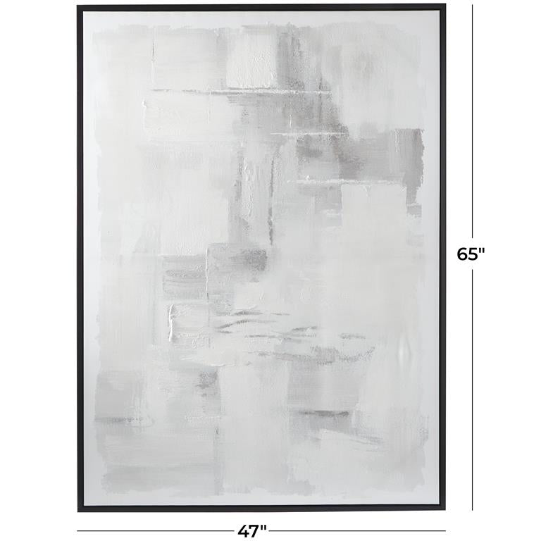 Gray Canvas Abstract Framed Wall Art with Black Frame