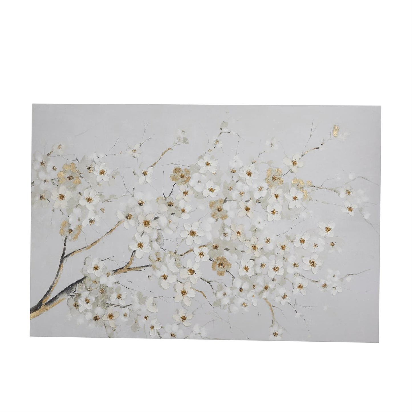 White Canvas Floral Branch Wall Decor