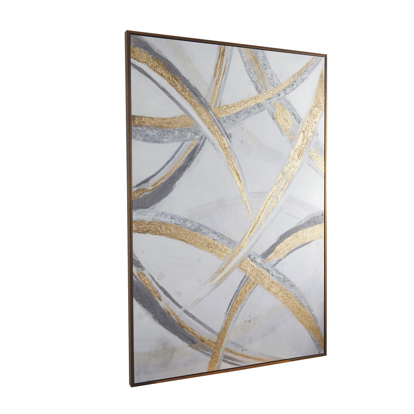 Gold Canvas Abstract Framed Wall Art with Gold Frame