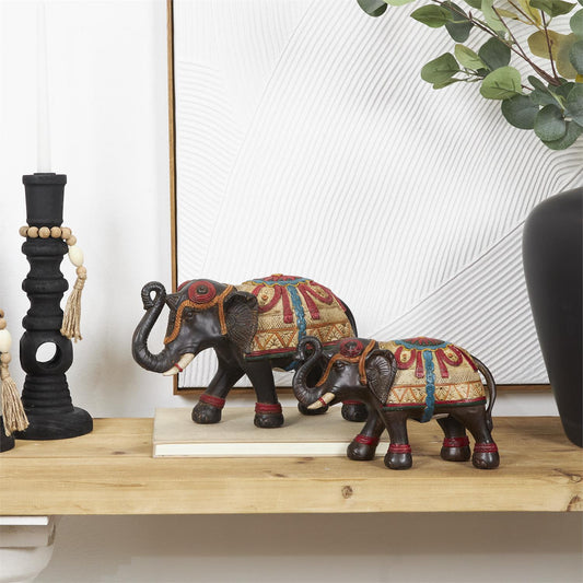 Multi colored Resin Handmade Elephant set of 2