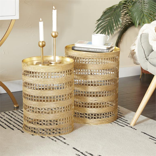 Gold Metal Accent table set of 2 18",17"H