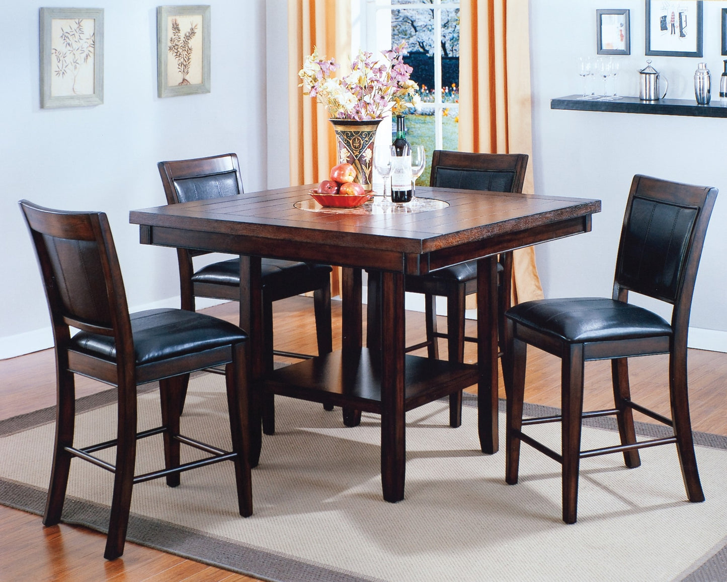 Fulton Counter Height Table and 4 Chairs in Walnut