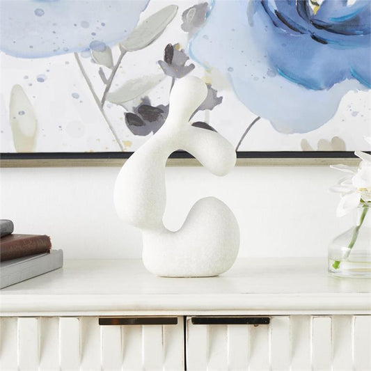 White  Polystone Abstract Curved Shaped Sculpture