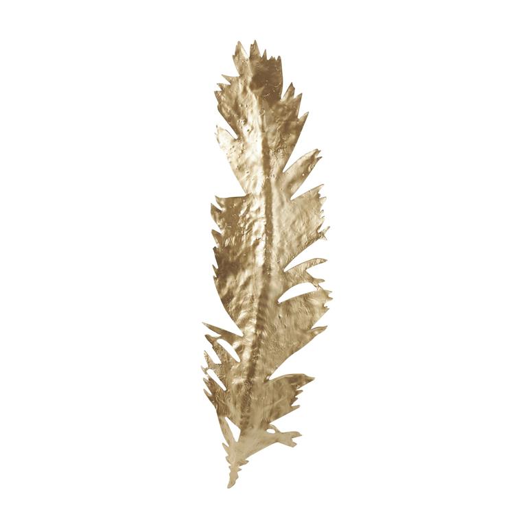 Gold Polystone Bird Large Metallic Feather Home Wall Decor, 14" x 2" x 47"