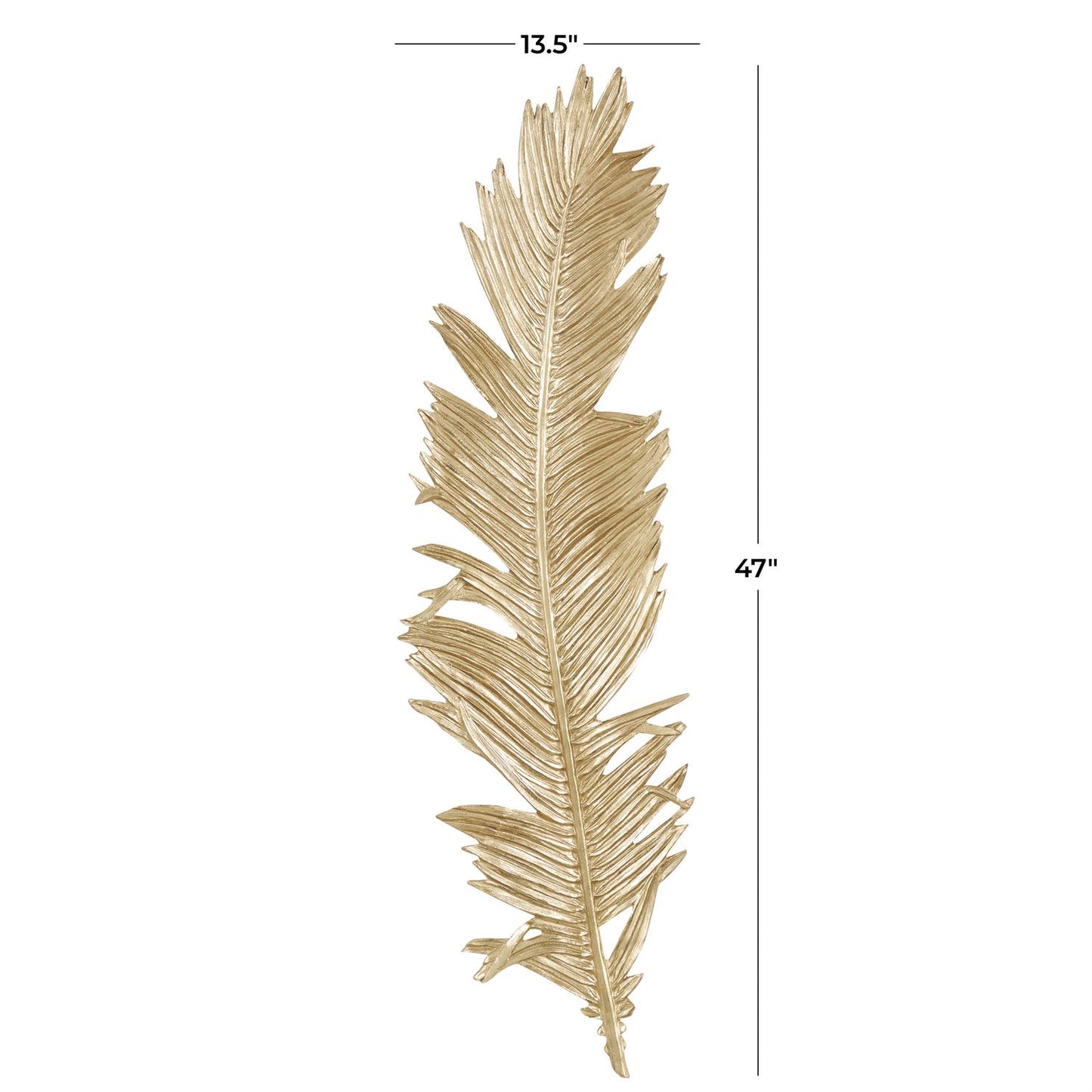 Gold Polystone Bird Large Metallic Feather Home Wall Decor, 14" x 2" x 47"