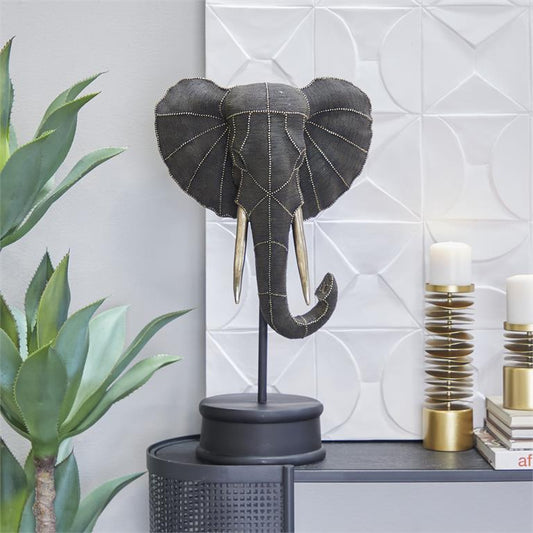 Polystone Elephant Head Sculpture