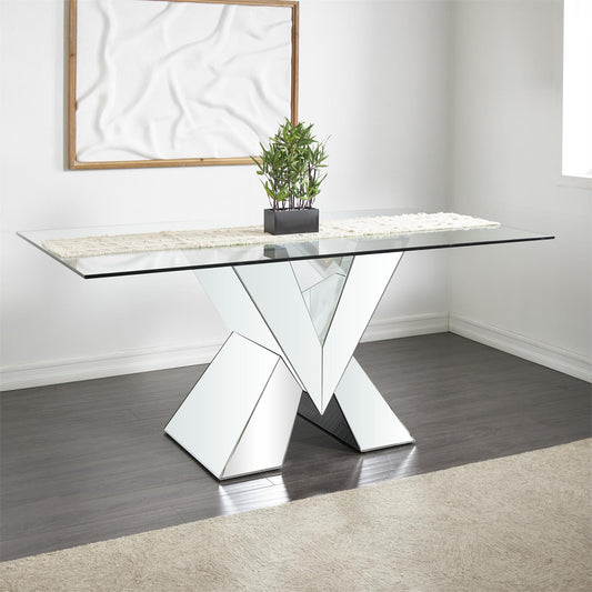 SILVER WOOD DINING TABLE, 71" X 40" X 31"