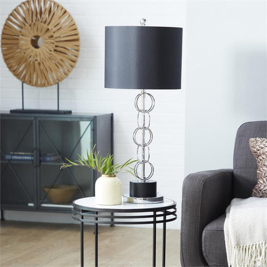 Black Polystone Table Lamp, 13" x 13" x 30"