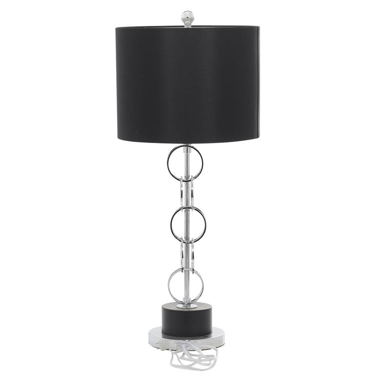 Black Polystone Table Lamp, 13" x 13" x 30"