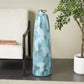 Teal Glass Handmade Vase with Silver Rim