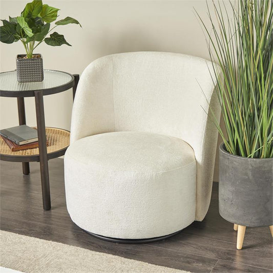 Boucle fbrc Accent white swivel chair 27"W,29"H