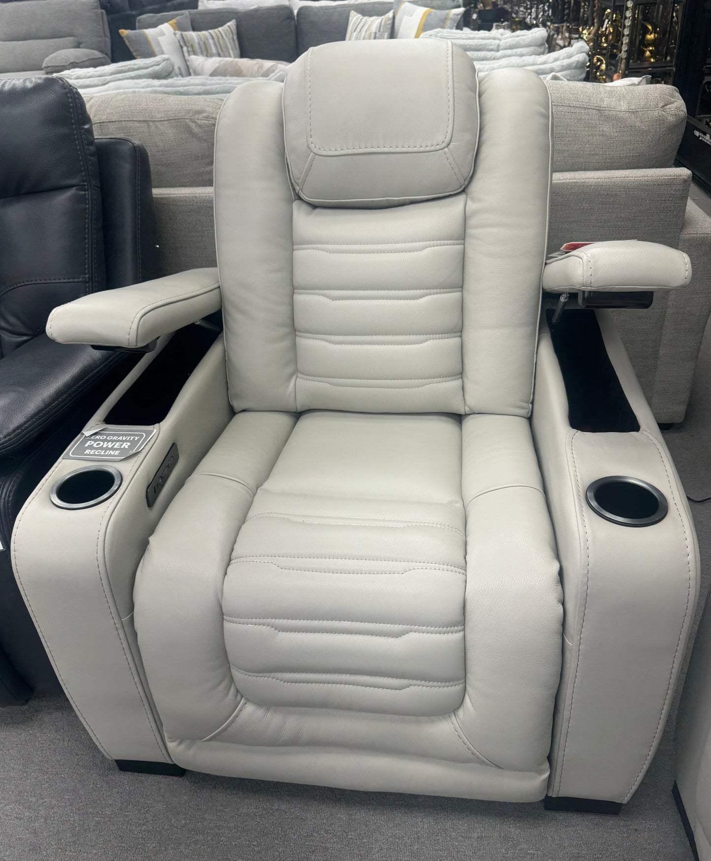 Top Grain Leather Match Cosmo Fog Zero Gravity Power  Recliner