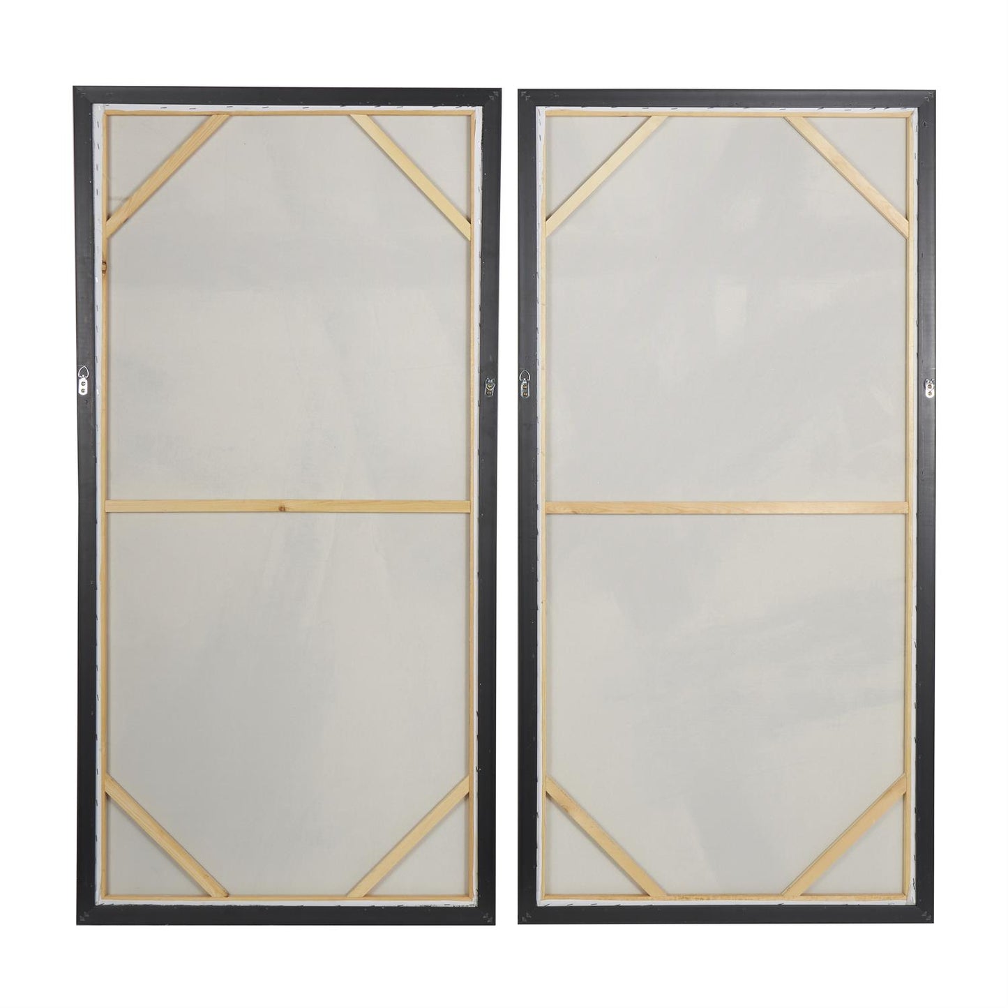 Light Gray Canvas Abstract Lines Framed Wall Art with Gold Foil Accents, Set of 2