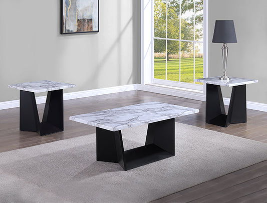 Faux Marble 3 PC Worth Coffee Table & End Table