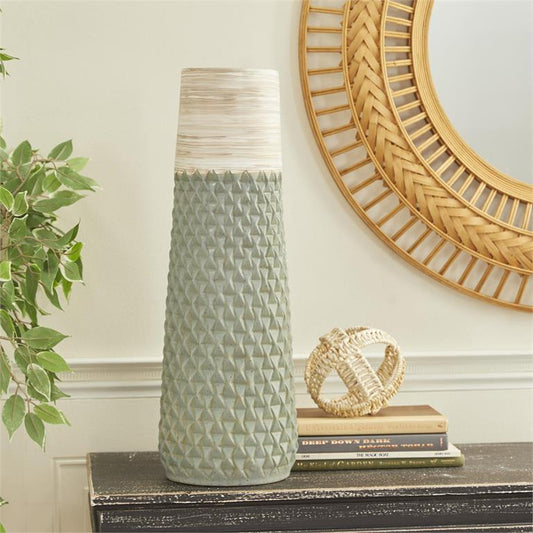 Green Ceramic Vase  8"W, 24"H