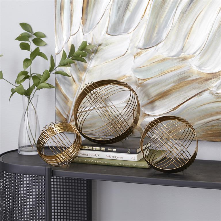 Cosmo living by Cosmopolitan Gold Metal Geometric Sc set of 3