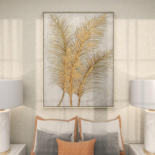 Cosmoliving by Cosmopolitan Gold Canvas Leaf Frame